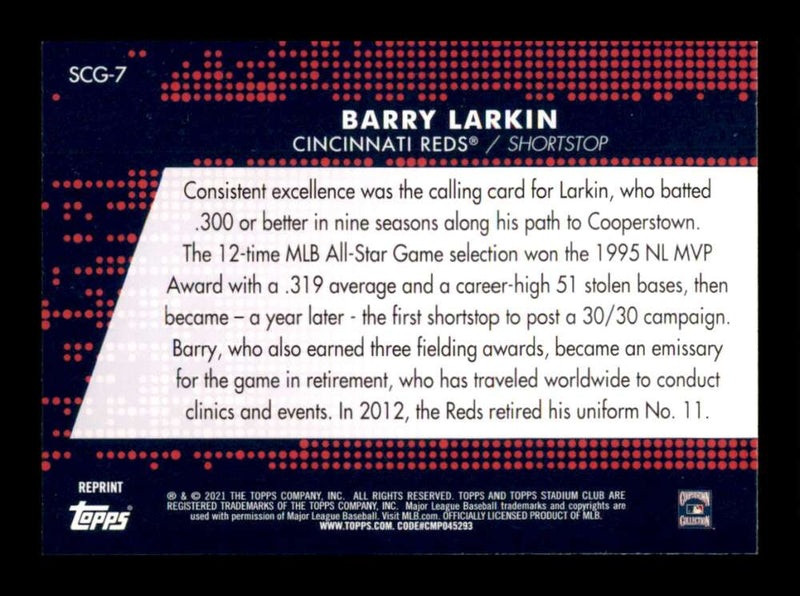 Load image into Gallery viewer, 2021 Topps Stadium Club Greats Barry Larkin #SCG-7 Cincinnati Reds Image 2
