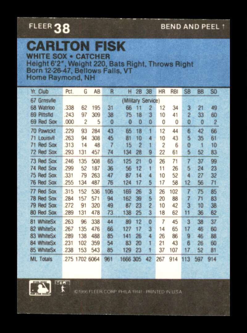 Load image into Gallery viewer, 1986 Fleer Star Stickers Carlton Fisk #38 Chicago White Sox Image 2
