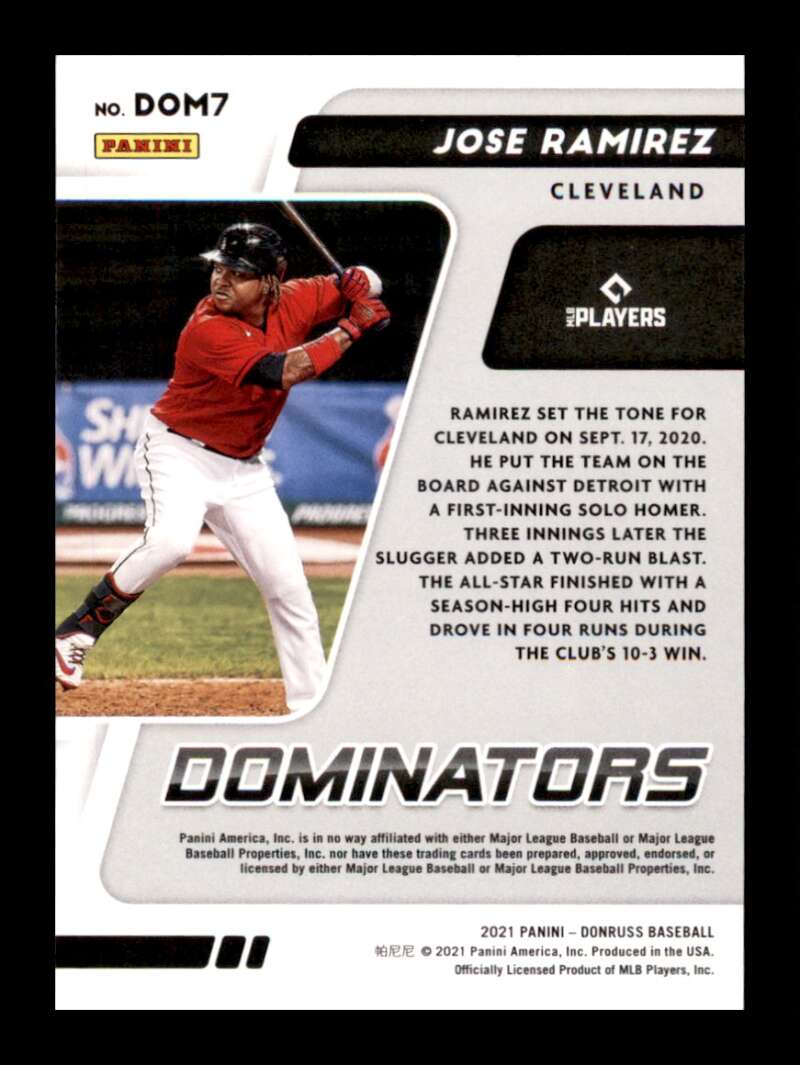 Load image into Gallery viewer, 2021 Donruss Dominators Rapture Jose Ramirez #DOM7 Cleveland Indians Image 2
