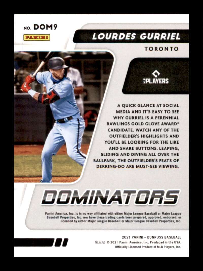 Load image into Gallery viewer, 2021 Donruss Dominators Rapture Lourdes Gurriel #DOM9 Toronto Blue Jays Image 2
