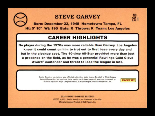 2021 Donruss Holo Purple Steve Garvey 