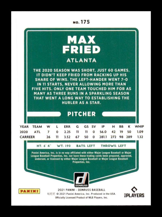 2021 Donruss Holo Purple Max Fried 