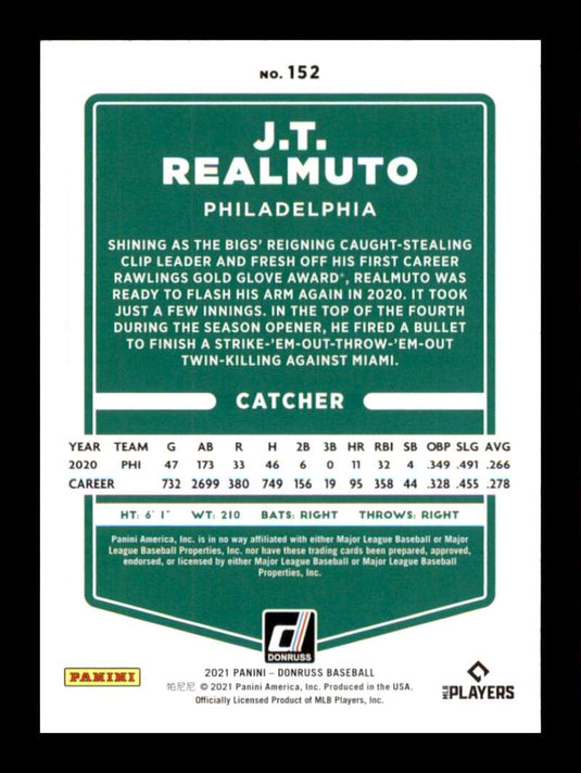 2021 Donruss Holo Purple J.T. Realmuto