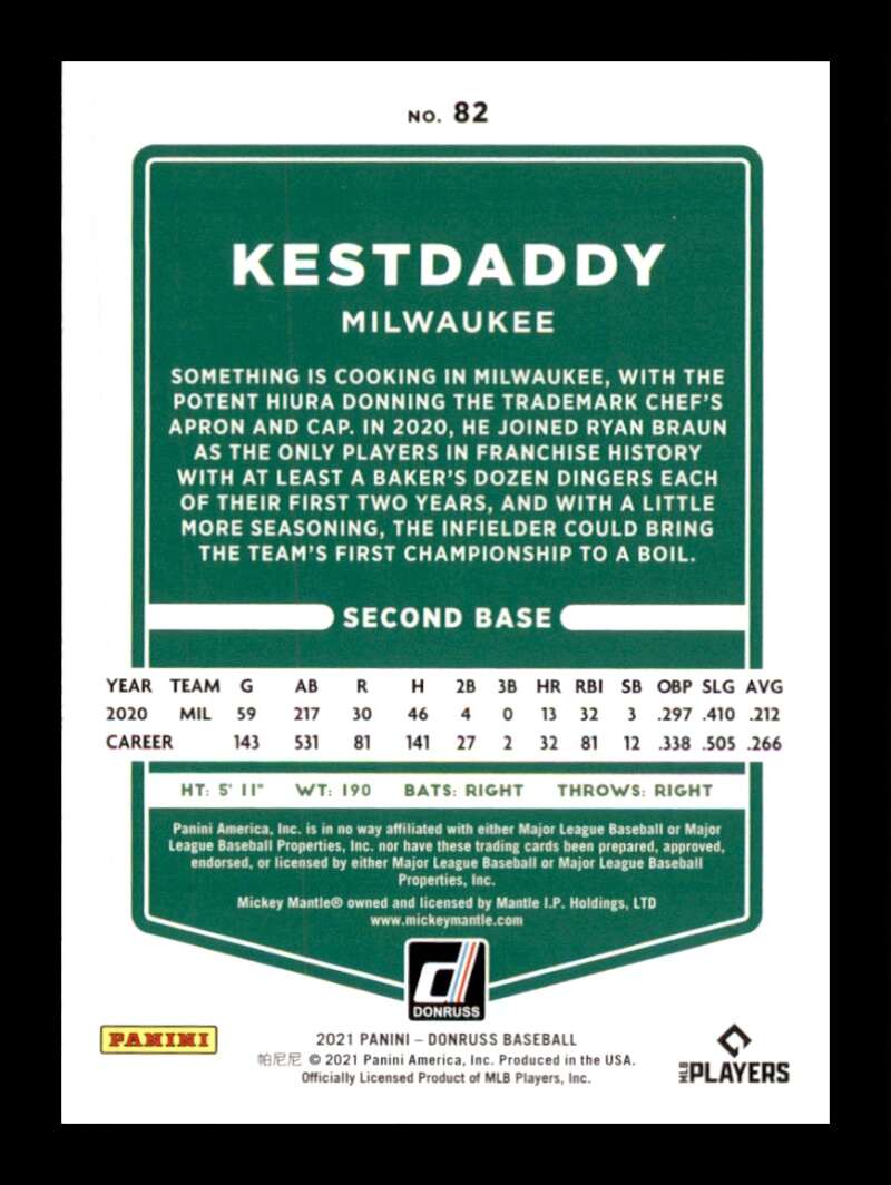 Load image into Gallery viewer, 2021 Donruss Holo Purple Nickname Variation Kestdaddy Keston Hiura #82 Brewers Image 2
