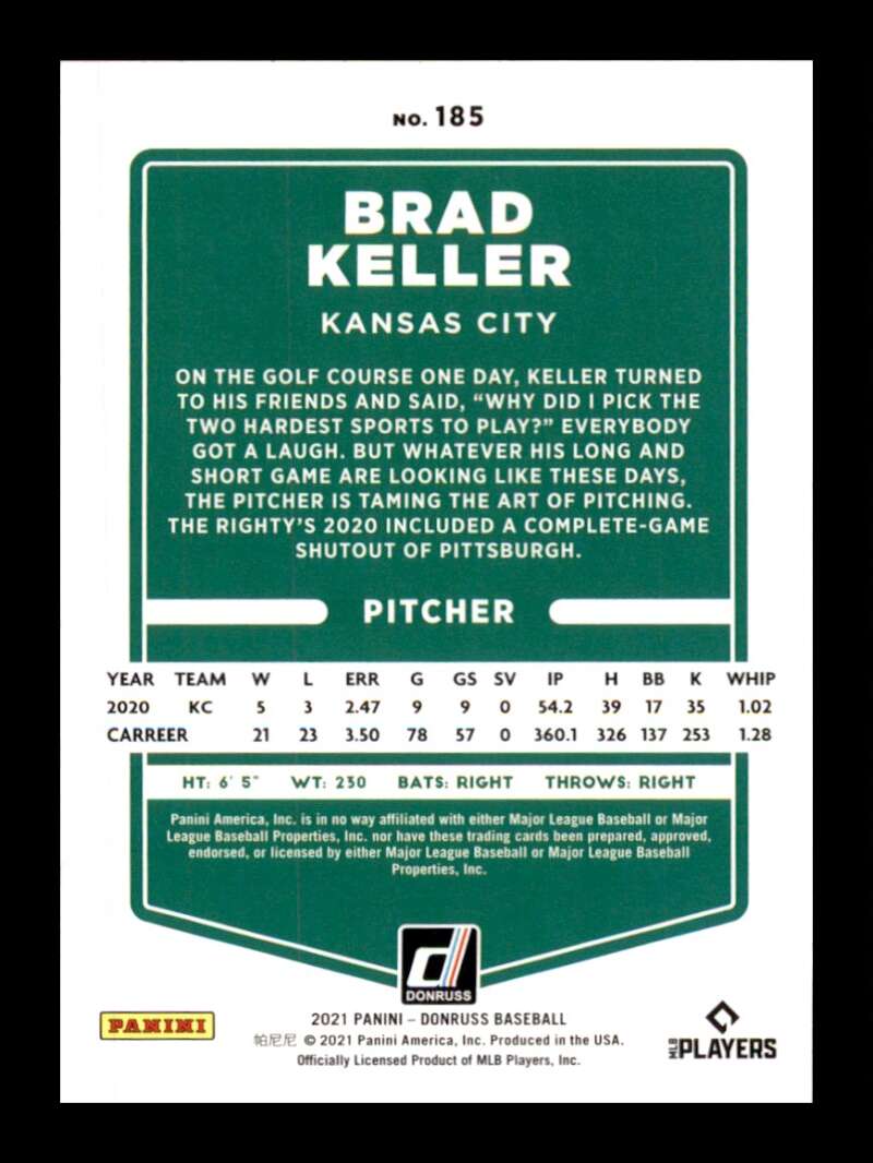 Load image into Gallery viewer, 2021 Donruss Holo Purple Brad Keller #185 Kansas City Royals Image 2
