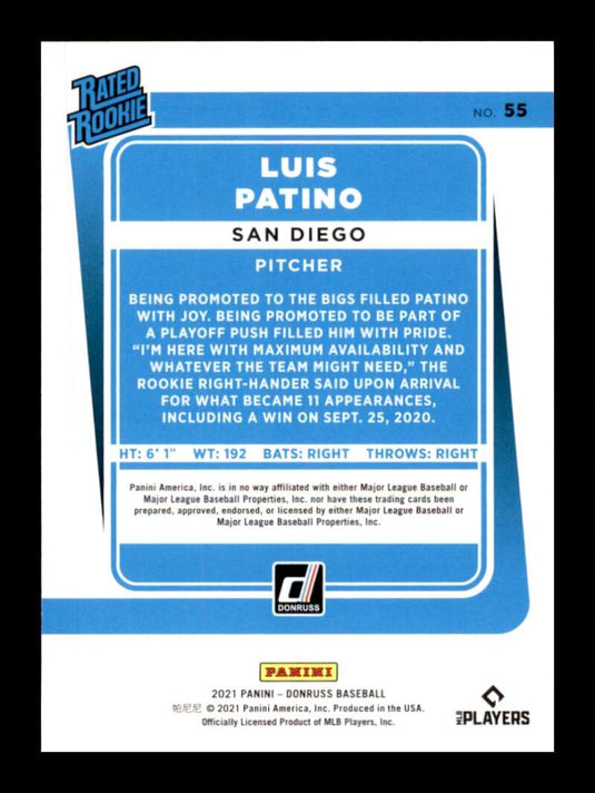 2021 Donruss Holo Purple Luis Patino