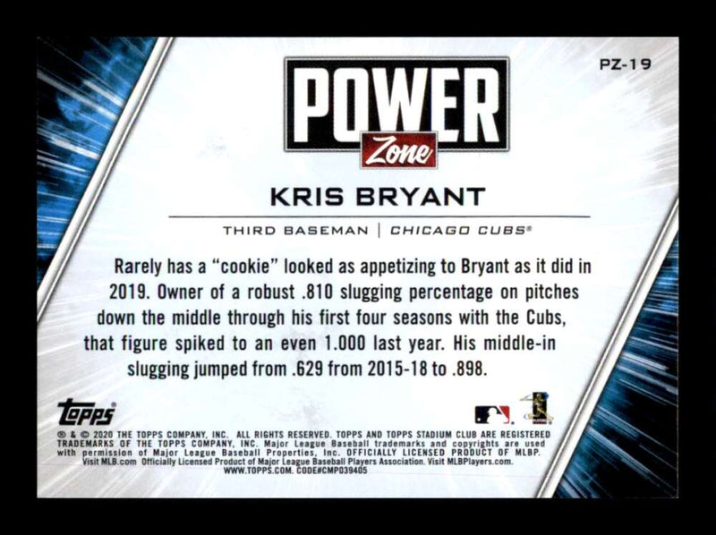 Load image into Gallery viewer, 2020 Topps Stadium Club Power Zone Kris Bryant #PZ-19 Chicago Cubs Image 2
