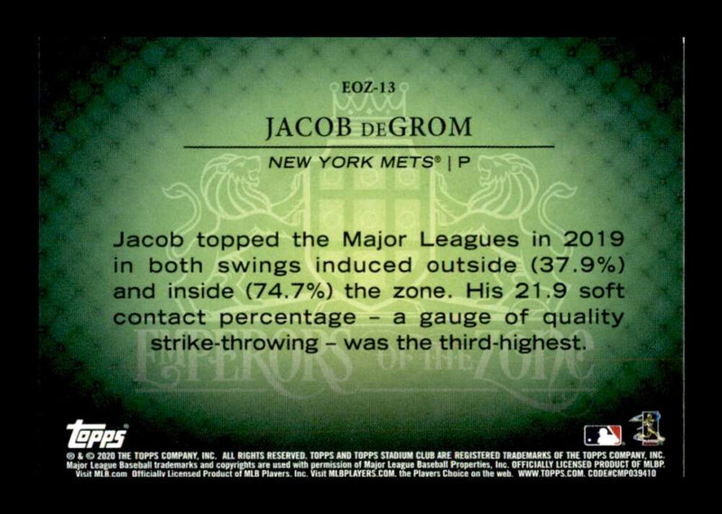 Load image into Gallery viewer, 2020 Topps Stadium Club Emperors of the Zone Jacob deGrom #EOZ-13 New York Mets Image 2
