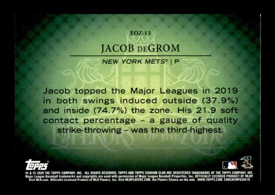 2020 Topps Stadium Club Emperors of the Zone Jacob deGrom 