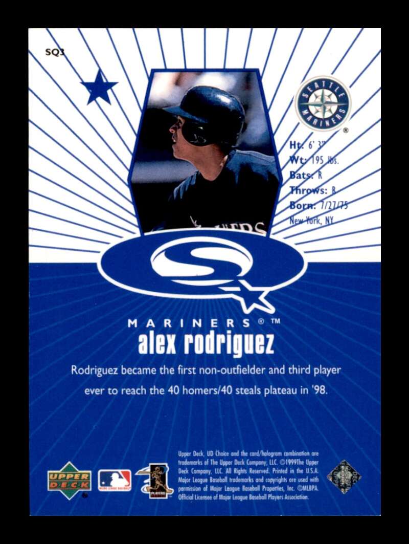 Load image into Gallery viewer, 1999 Upper Deck Collector&#39;s Choice Starquest Alex Rodriguez #SQ3 Mariners Image 2
