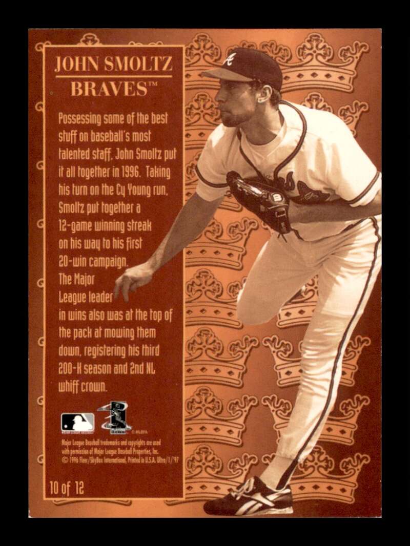 Load image into Gallery viewer, 1996 Fleer Ultra Season Crowns John Smoltz #10 Atlanta Braves Image 2
