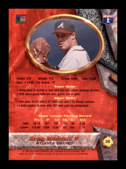 1994 Bowman's Best Greg Maddux