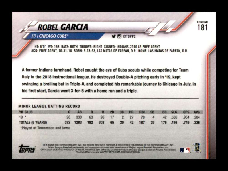 Load image into Gallery viewer, 2020 Topps Chrome Prism Refractor Robel Garcia #181 Rookie RC Chicago Cubs Image 2
