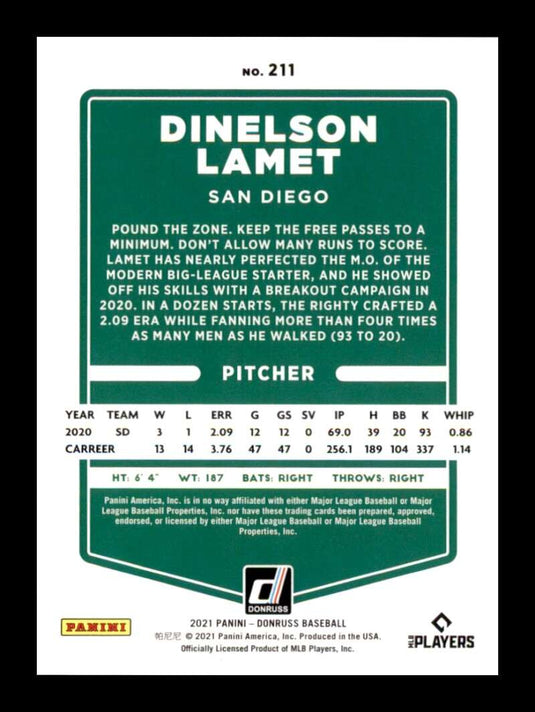 2021 Donruss Red Dinelson Lamet 