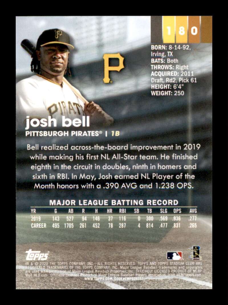 Load image into Gallery viewer, 2020 Topps Stadium Club Sepia Josh Bell #180 Pittsburgh Pirates Image 2
