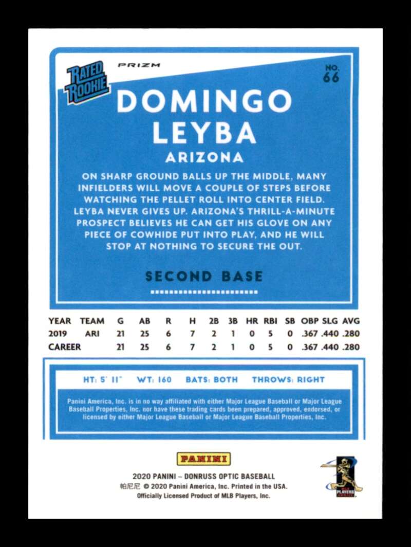 Load image into Gallery viewer, 2020 Donruss Optic Carolina Blue &amp; White Prizm Domingo Leyba #66 Rookie RC Image 2
