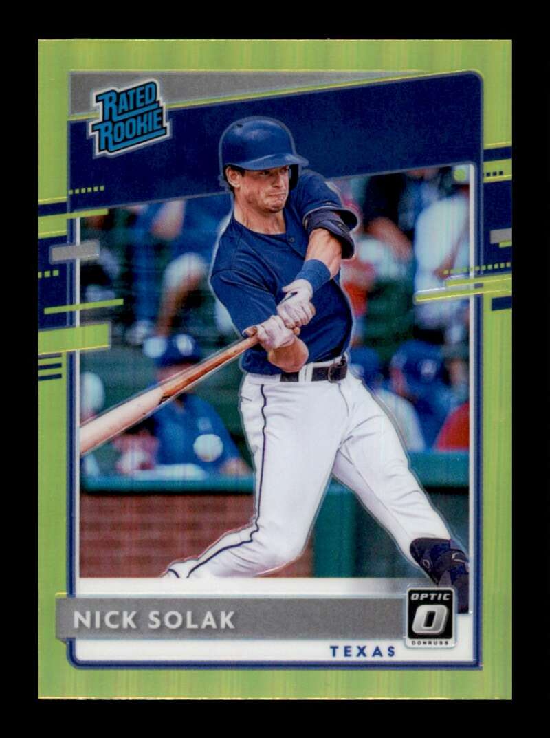 Load image into Gallery viewer, 2020 Donruss Optic Lime Green Prizm Nick Solak #57 Rookie RC Texas Rangers Image 1
