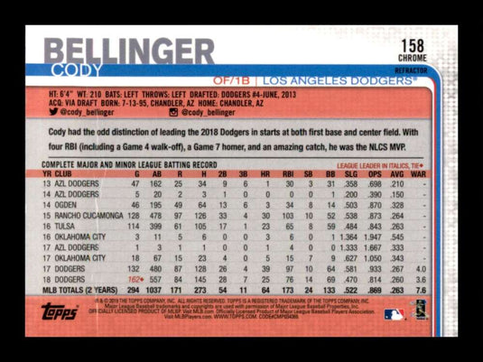 2019 Topps Chrome Refractor Cody Bellinger