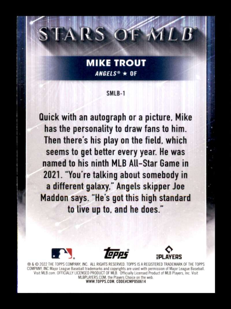 Load image into Gallery viewer, 2022 Topps Stars of MLB Mike Trout #SMLB-1 Los Angeles Angels Image 2
