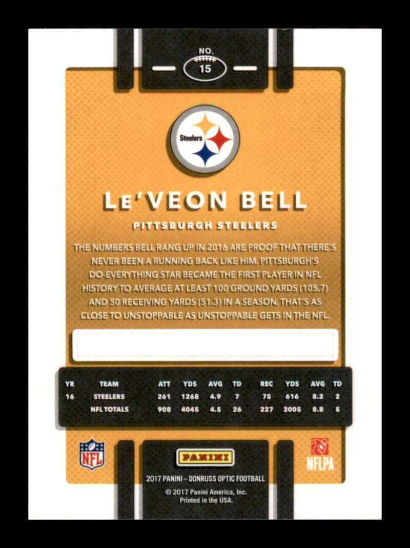 Load image into Gallery viewer, 2017 Donruss Optic Le&#39;Veon Bell #15 Pittsburgh Steelers Image 2
