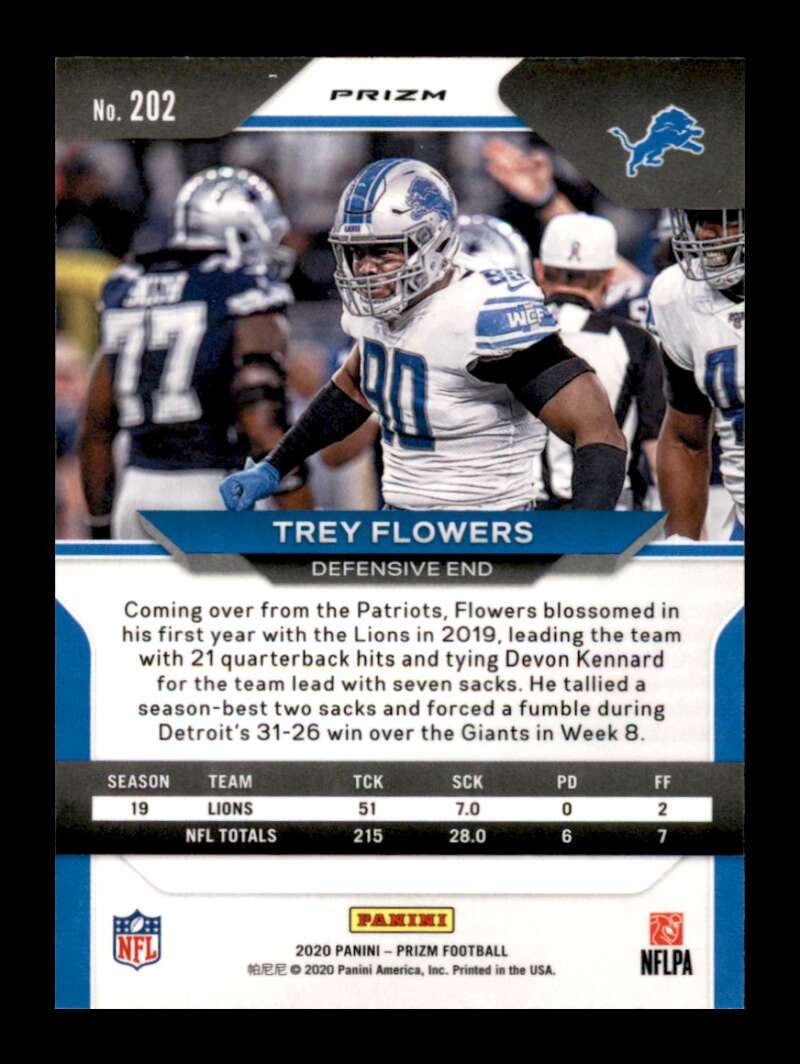 Load image into Gallery viewer, 2020 Panini Prizm Green Prizm Trey Flowers #202 Detroit Lions Image 2
