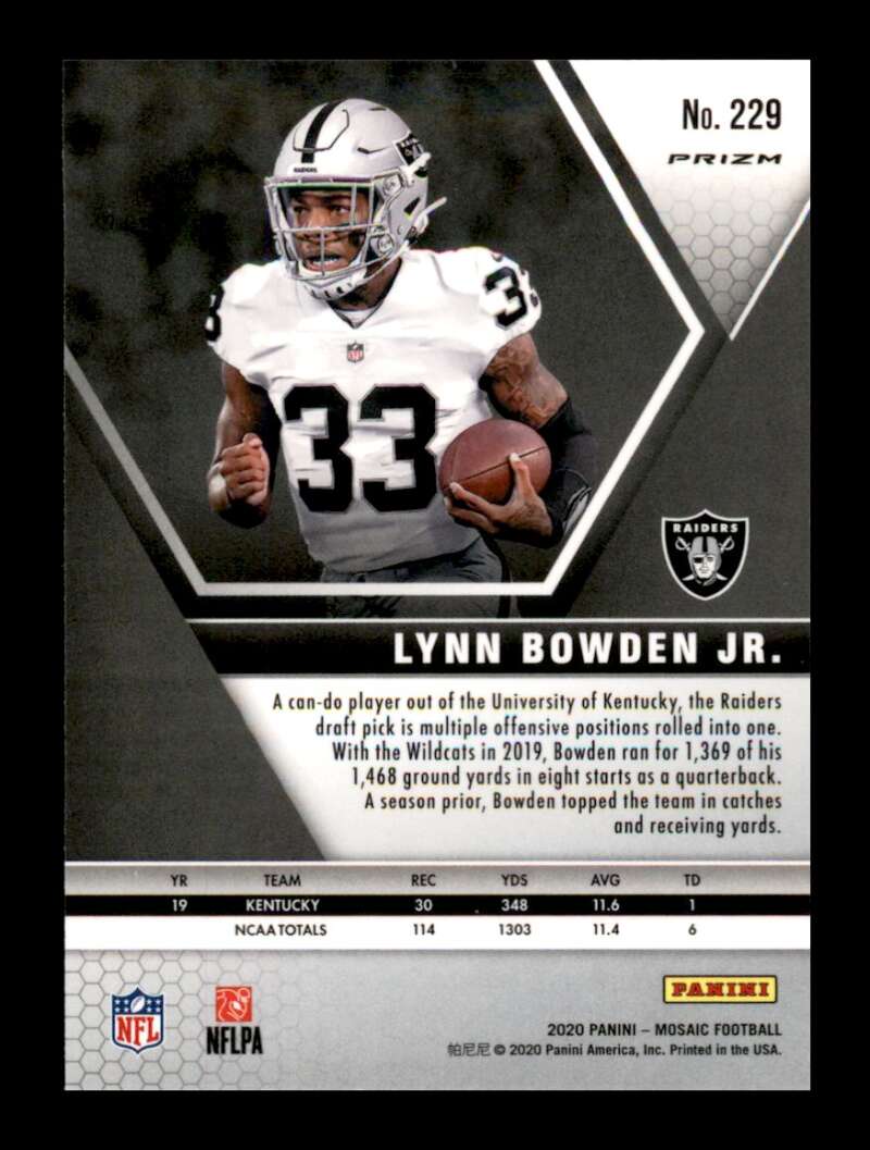 Load image into Gallery viewer, 2020 Panini Mosaic Pink Camo Prizm Lynn Bowden Jr. #229 Las Vegas Raiders Image 2
