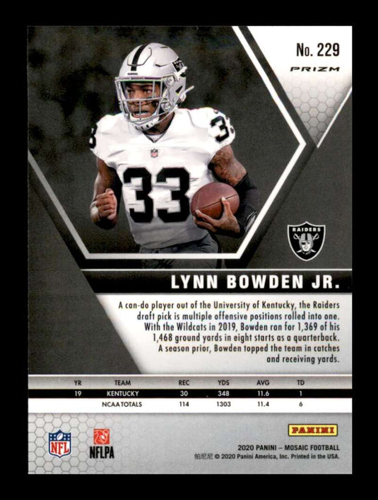 2020 Panini Mosaic Pink Camo Prizm Lynn Bowden Jr.