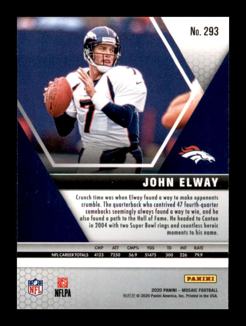 Load image into Gallery viewer, 2020 Panini Mosaic John Elway #293 Denver Broncos Image 2
