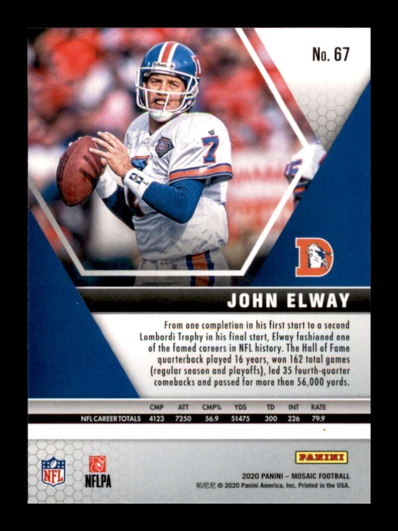 Load image into Gallery viewer, 2020 Panini Mosaic John Elway #67 Denver Broncos Image 2
