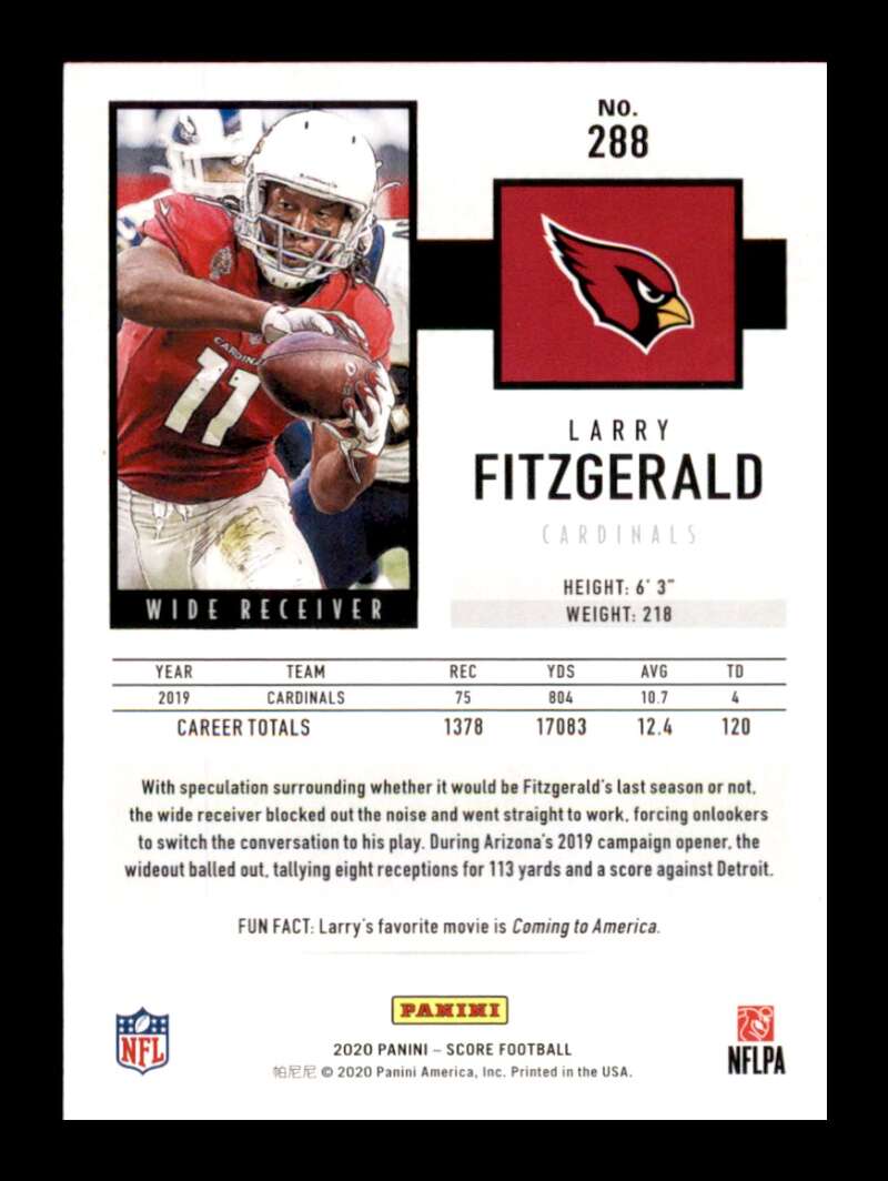 Load image into Gallery viewer, 2020 Score Larry Fitzgerald #288 Arizona Cardinals Image 2
