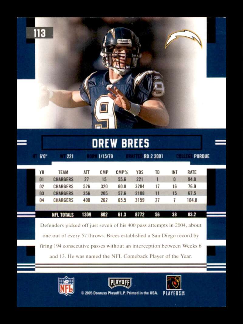 Load image into Gallery viewer, 2005 Playoff Prestige Drew Brees #113 San Diego Chargers Image 2
