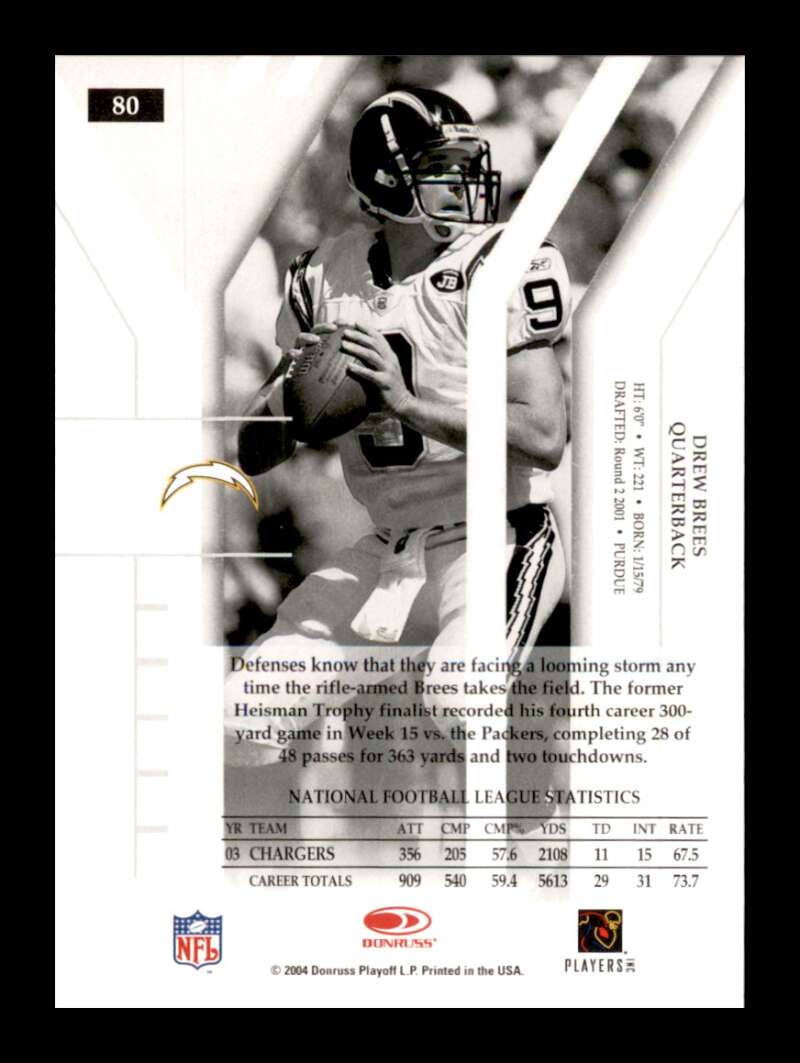 Load image into Gallery viewer, 2004 Donruss Elite Drew Brees #80 San Diego Chargers Image 2
