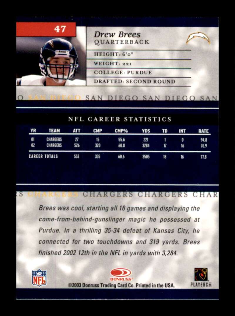 Load image into Gallery viewer, 2003 Donruss Elite Drew Brees #47 San Diego Chargers Image 2
