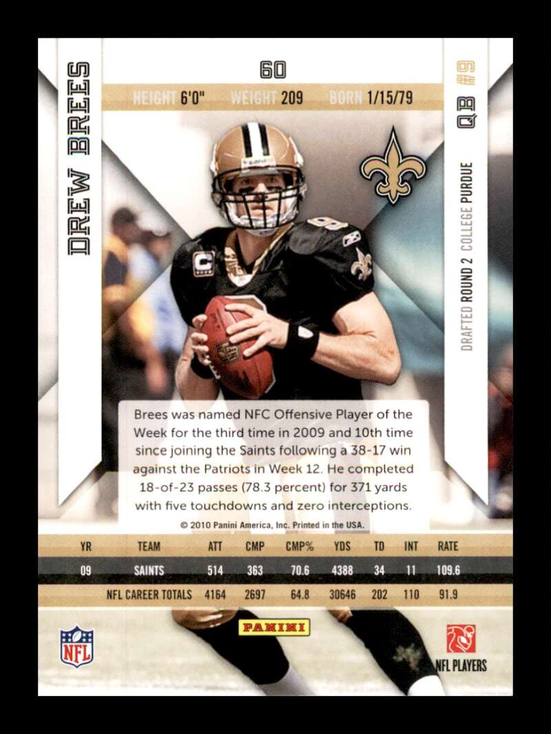 Load image into Gallery viewer, 2010 Panini Epix Drew Brees #60 New Orleans Saints Image 2
