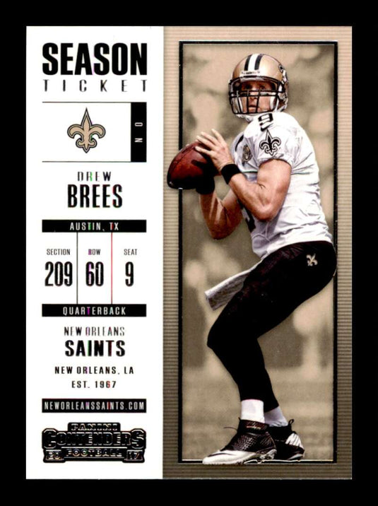 2017 Panini Contenders Season Ticket Drew Brees