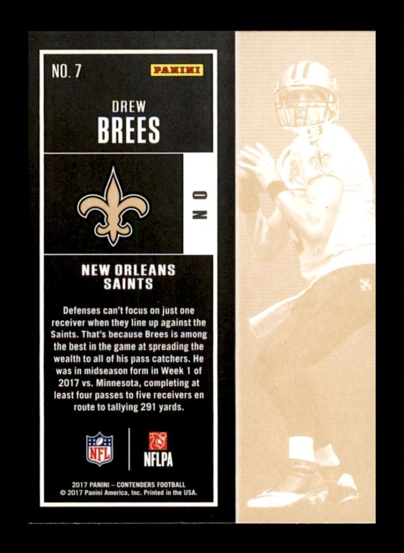 Load image into Gallery viewer, 2017 Panini Contenders Season Ticket Drew Brees #7 New Orleans Saints Image 2
