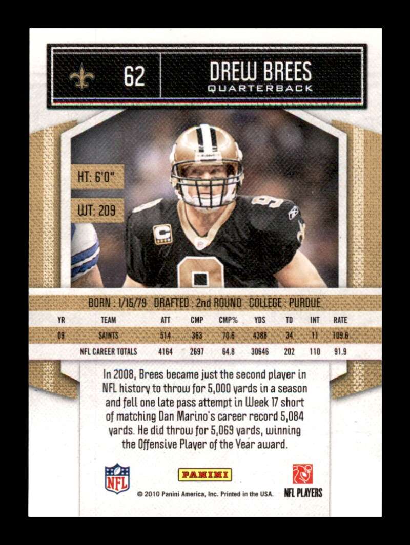 Load image into Gallery viewer, 2010 Panini Classics Drew Brees #62 New Orleans Saints Image 2
