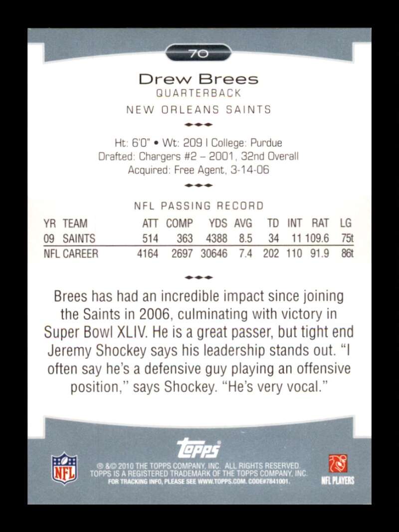 Load image into Gallery viewer, 2010 Topps Platinum Drew Brees #70 New Orleans Saints Image 2
