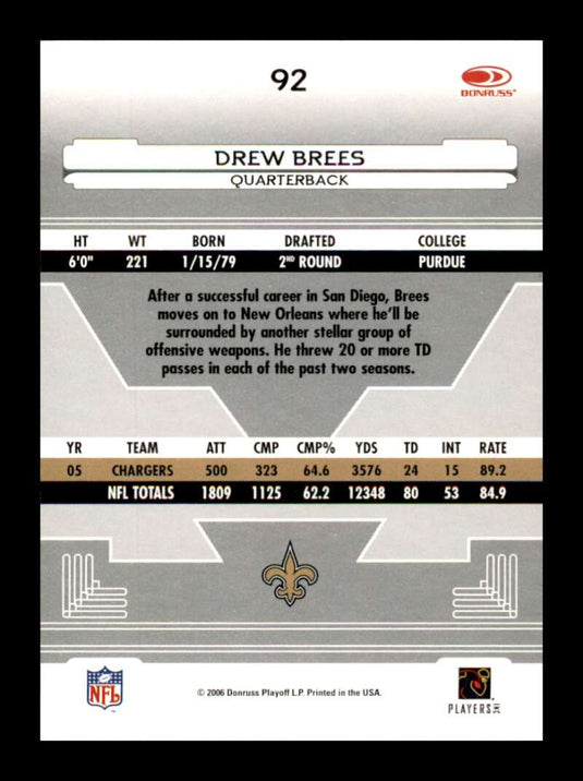 2006 Leaf Certified Materials Drew Brees 