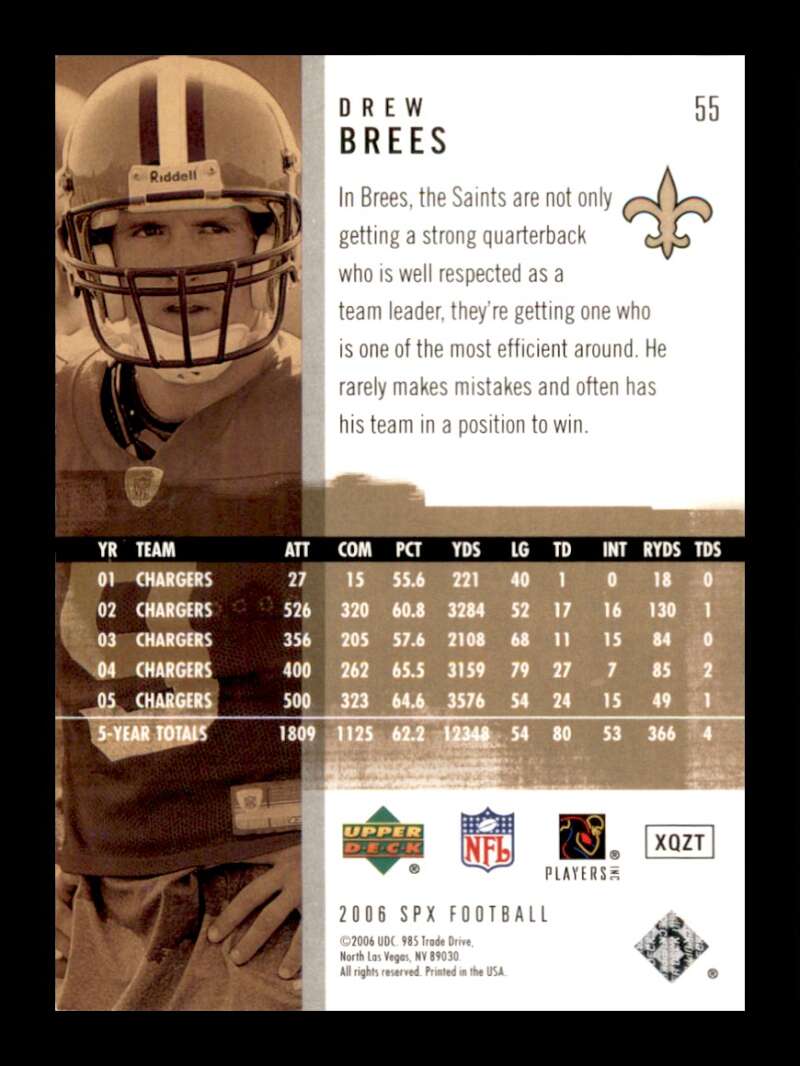 Load image into Gallery viewer, 2006 Upper Deck SPx Drew Brees #55 New Orleans Saints Image 2
