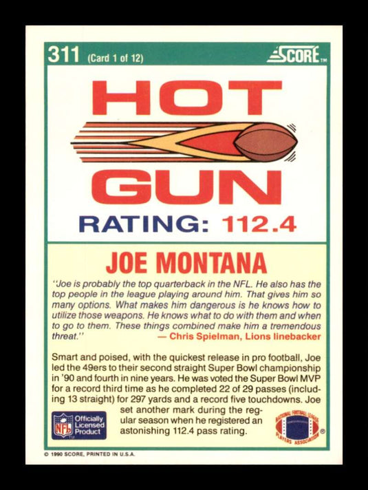 1990 Score Joe Montana 