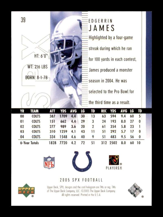 2005 Upper Deck SPx Edgerrin James 