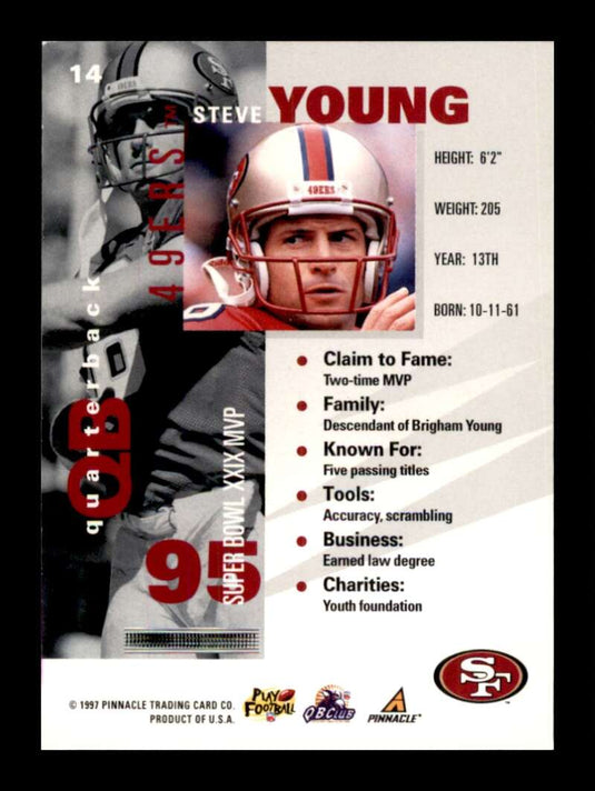 1997 Pinnacle Inside Steve Young 