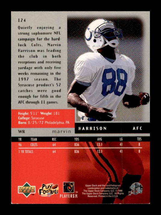 1998 Upper Deck Black Diamond Marvin Harrison 