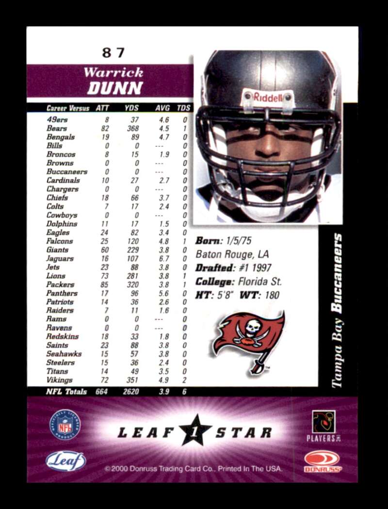 Load image into Gallery viewer, 2000 Leaf Certified Warrick Dunn #87 Tampa Bay Buccaneers Image 2
