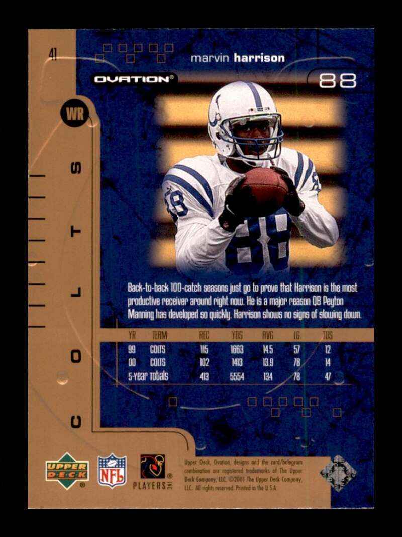 Load image into Gallery viewer, 2001 Upper Deck Ovation Marvin Harrison #41 Indianapolis Colts Image 2
