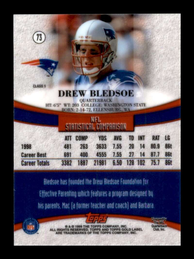 Load image into Gallery viewer, 1999 Topps Gold Label Drew Bledsoe #73 New England Patriots Image 2
