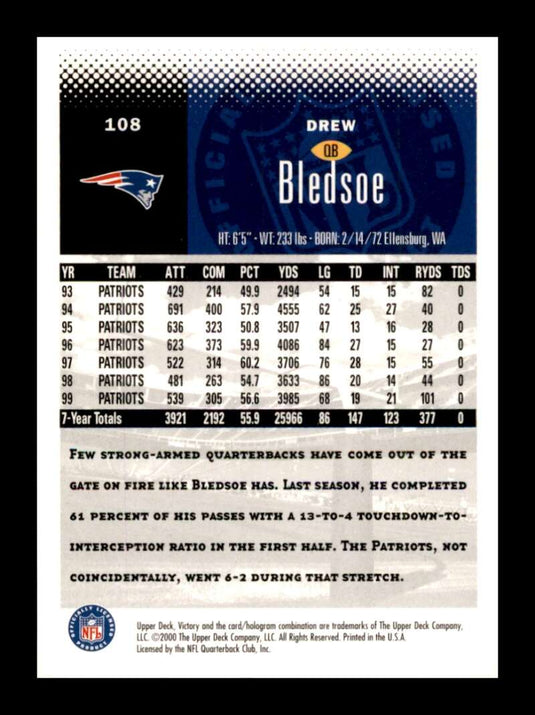 2000 Upper Deck Victory Drew Bledsoe 