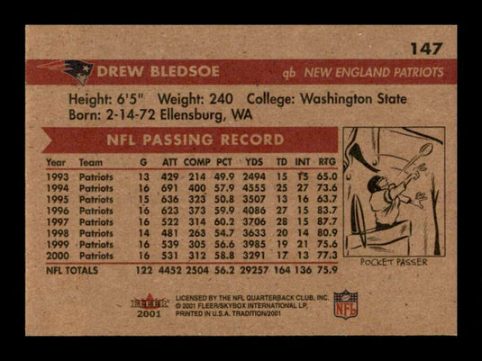 2001 Fleer Tradition Drew Bledsoe 