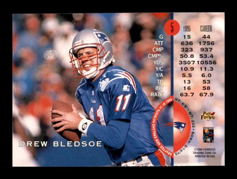 Load image into Gallery viewer, 1996 Leaf Drew Bledsoe #5 New England Patriots Image 2
